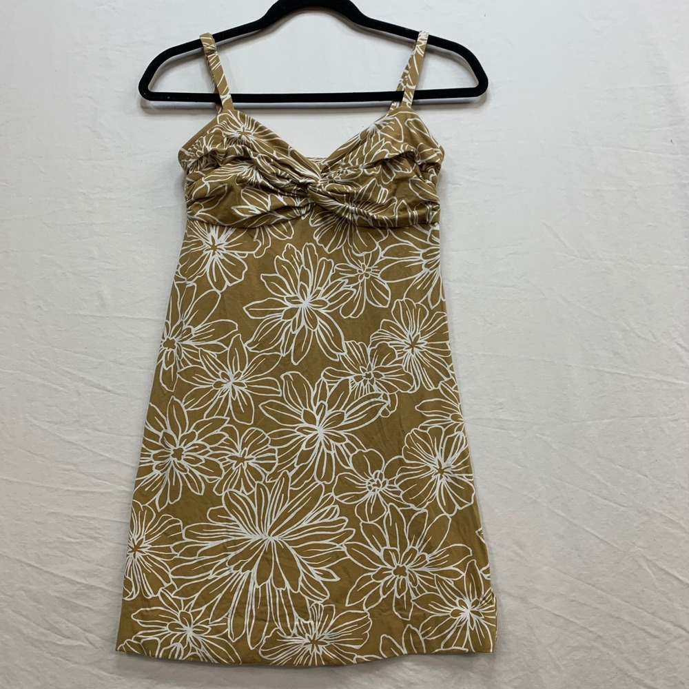 Tommy Bahama‎ Floral Twist Front Sundress Mustard Tan White XS Sleeveless Mini